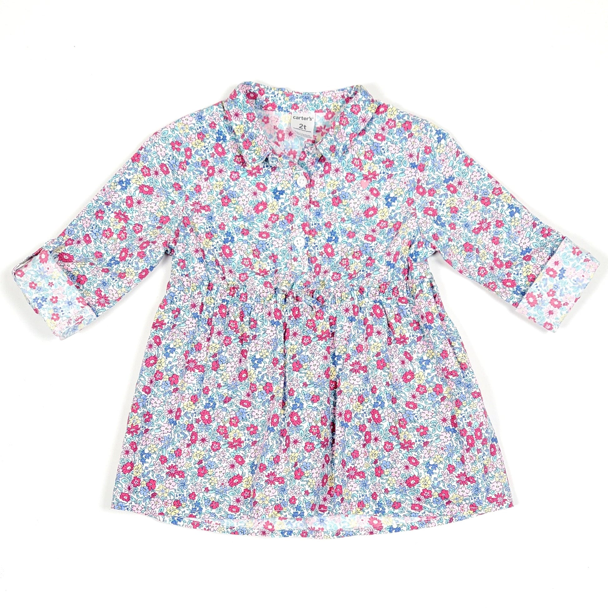 Carters Floral Tunic Girls top 2T Used View 1