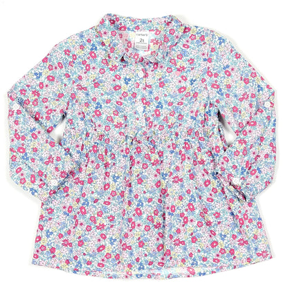 Carters Floral Tunic Girls top 2T Used View 2