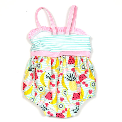 Girls Striped Fruit Print Swimsuit 3M Used View 2