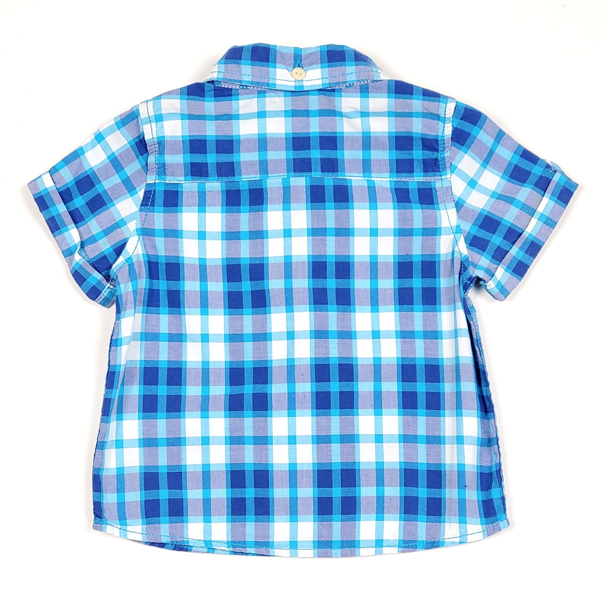 Baby Gap Boys Blue White Plaid Shirt 12M Used, back