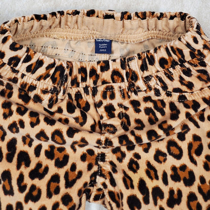 Baby Gap Girls Leopard Print Corduroy Pants 4Y Used, close-up