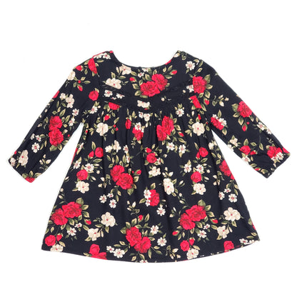 Old Navy Girls Black Red Floral Dress 6M Used View 1