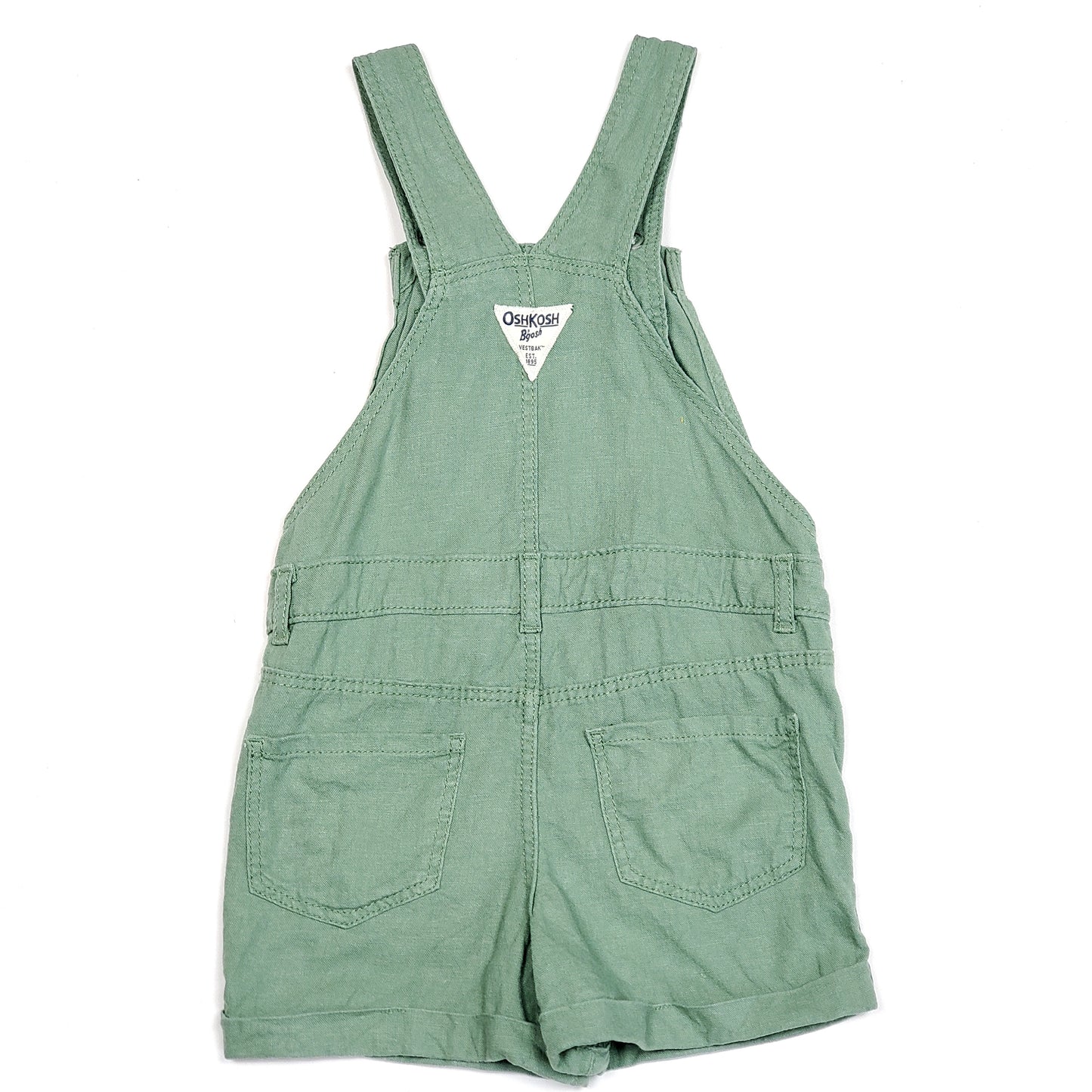 Oshkosh Girls Green Overall Shorts 5T Used View 2