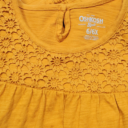 Oshkosh Girls Mustard Yellow Lace Top 6/6X Used View 4
