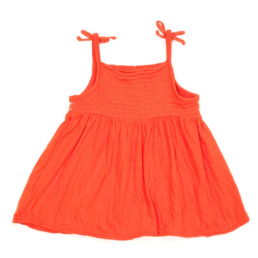 Old Navy Girls Orange Smocked Tank Top 5T Used View 2