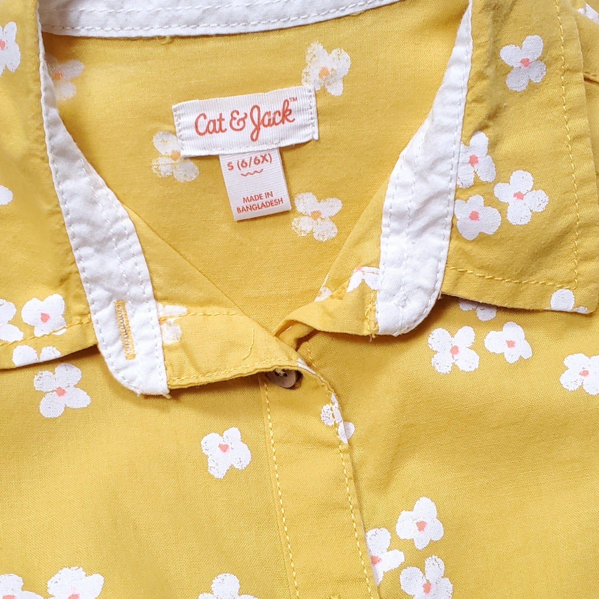 Cat Jack Yellow Floral Girls Top Size 6 Used View 3