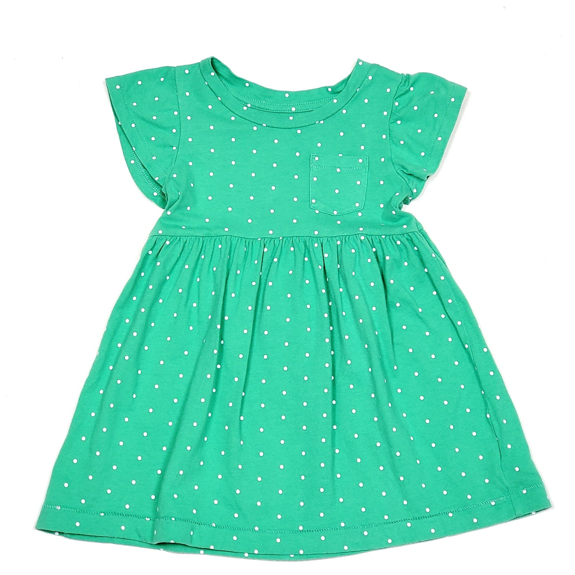 Baby Gap Girls Green White Polka Dot Dress 2T Used, front