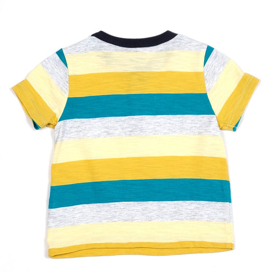 Old Navy Boys Green Yellow Striped Shirt 6M Used, back