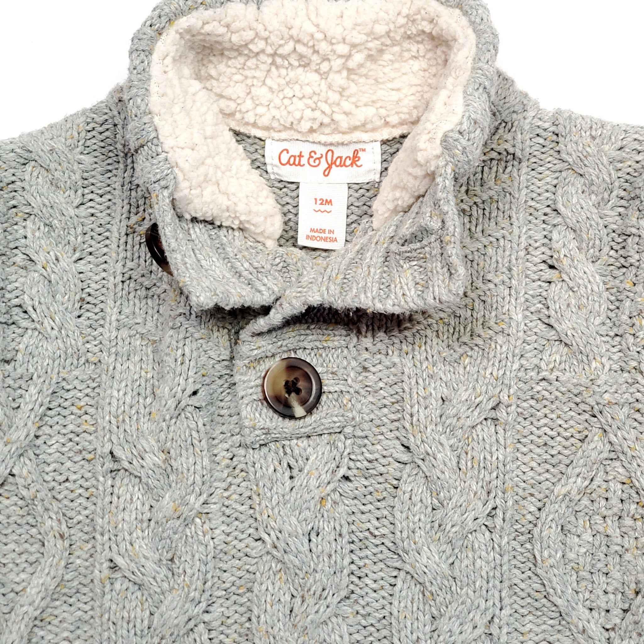 Cat & Jack Grey Boys Cable Knit Sweater 12M