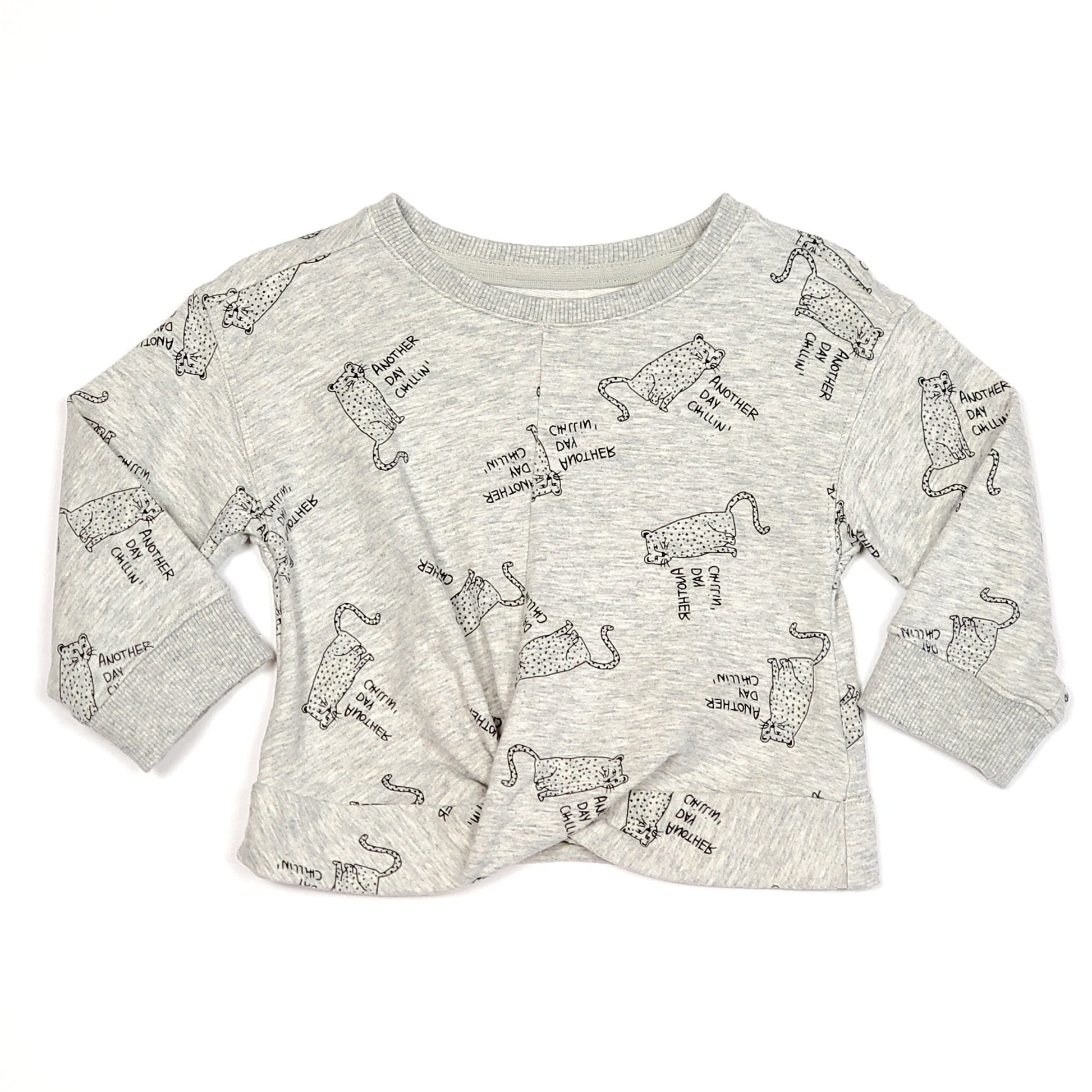 Art Class Grey Cat Print Girls Sweatshirt 12M Used, front