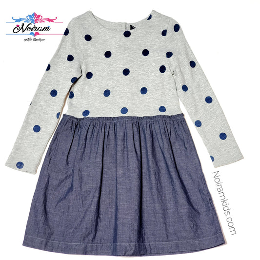 Gap Grey Polka Dot Girls Dress Size 5 Used View 1