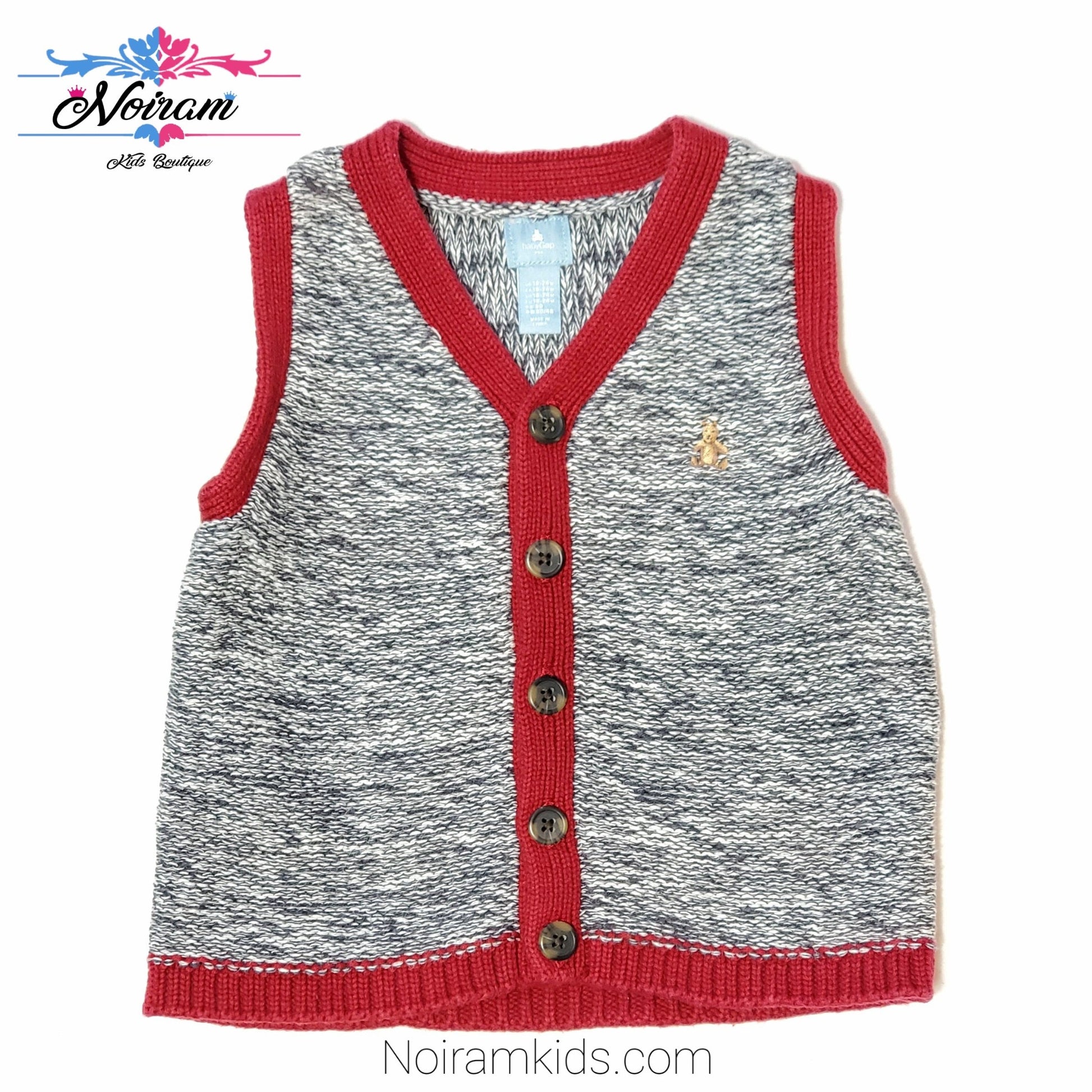 Gap Red Grey Boys Sweater Vest Used View 1