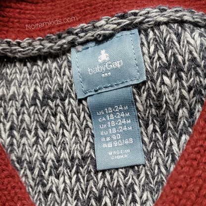 Gap Red Grey Boys Sweater Vest Used View 3