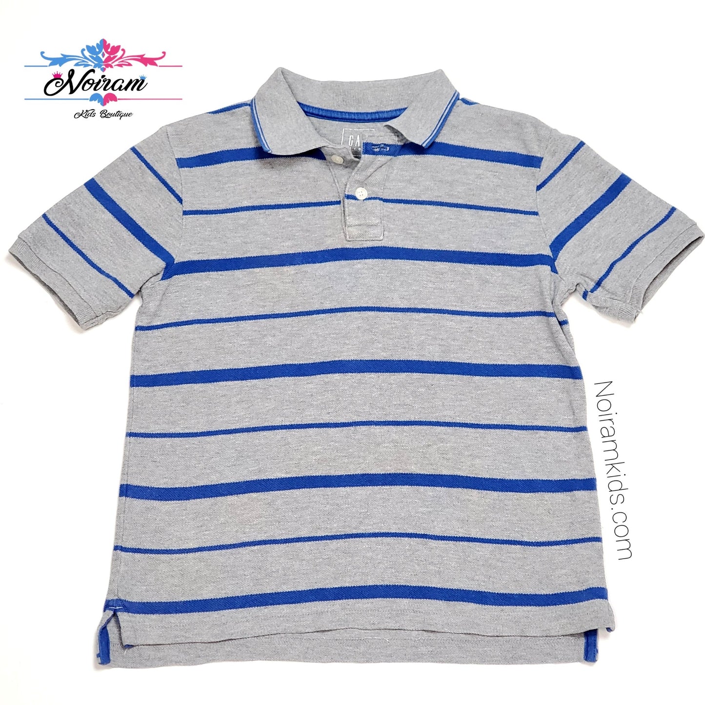 Gap Grey Striped Boys Polo Shirt Size 6 Used View 1