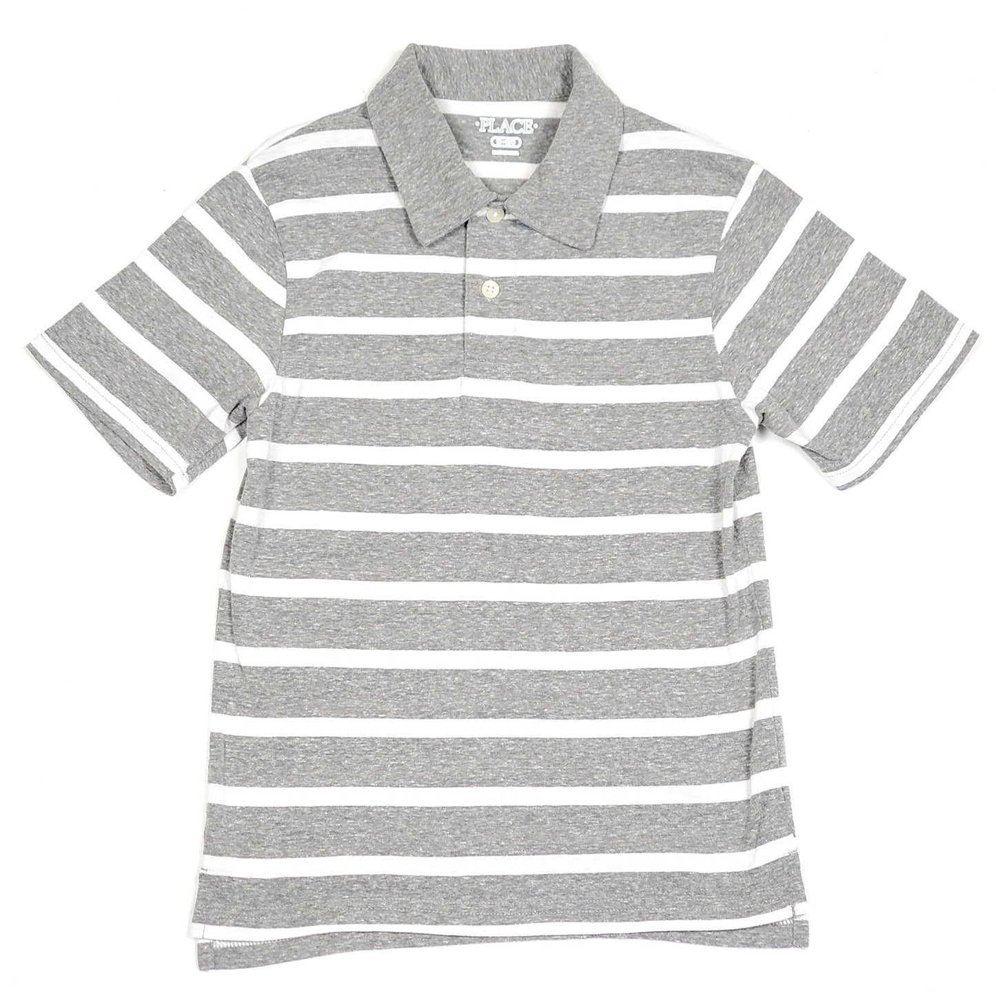 Childrens Place Boys Grey Striped Polo Shirt Size 7 Used View 1