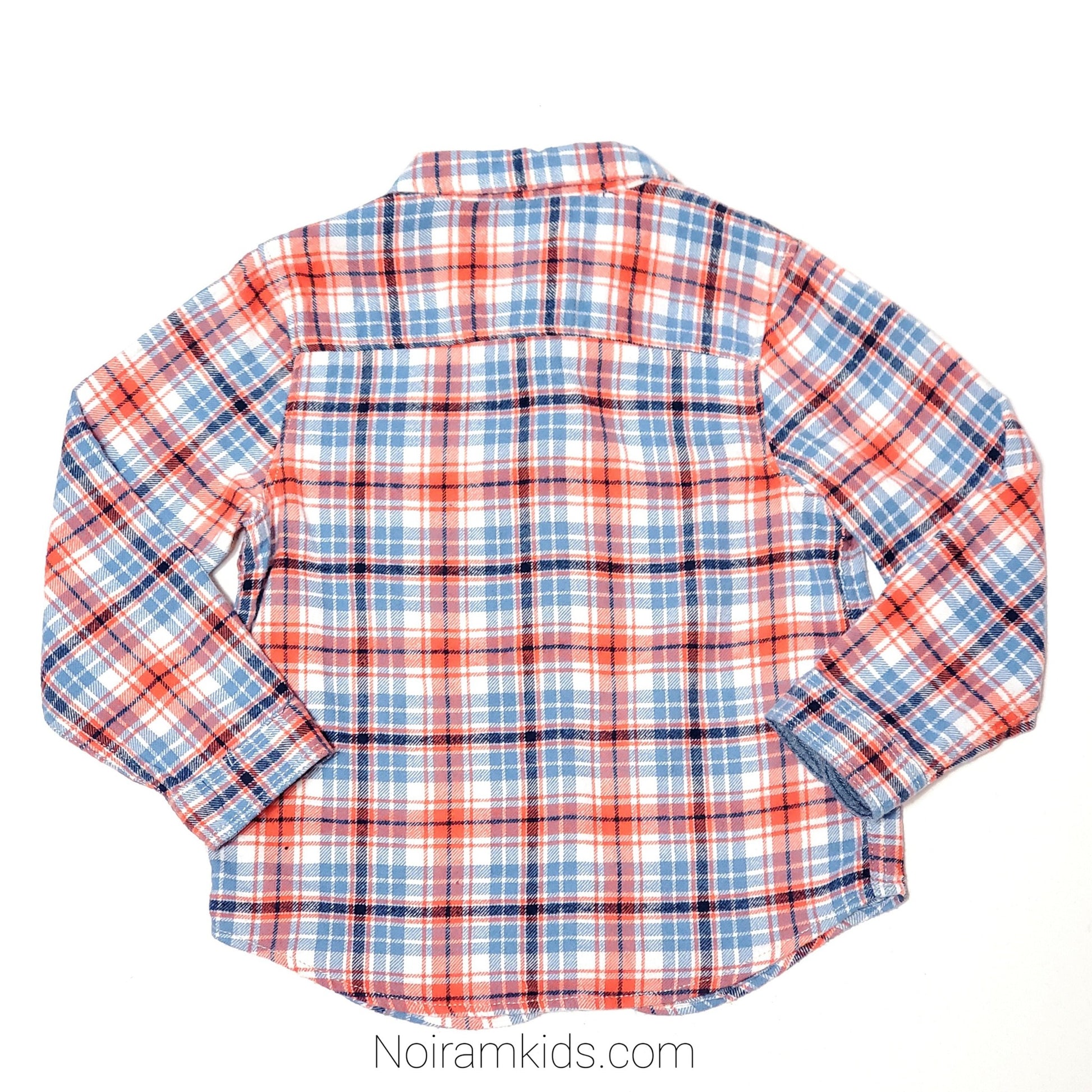 Gymboree Blue Orange Boys Flannel Shirt 3T Used View 2