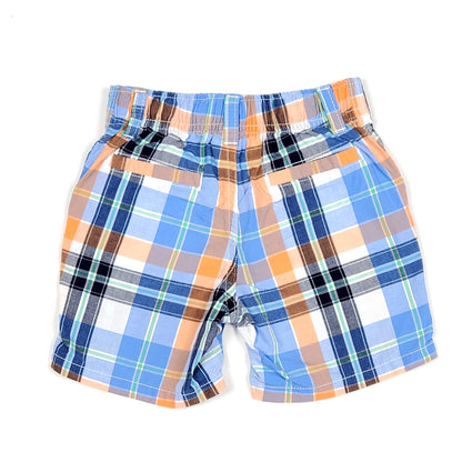 Gymboree Boys Blue Orange Plaid Shorts 12M Used View 3