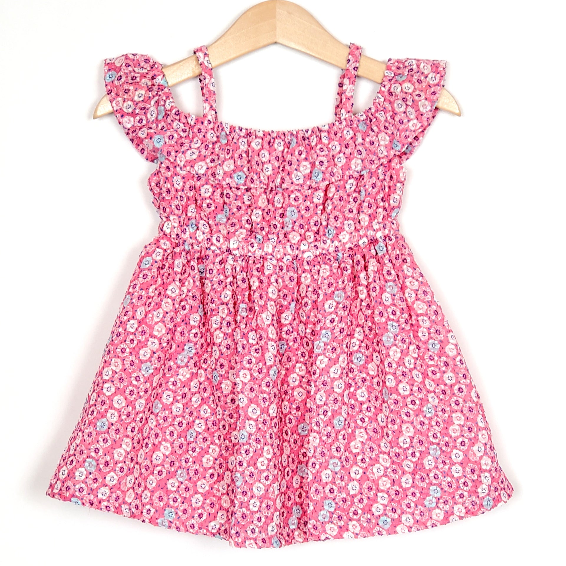 Girls Short Sleeve Floral Print Woven Ruffle Dress - Homegrown by Gymboree
