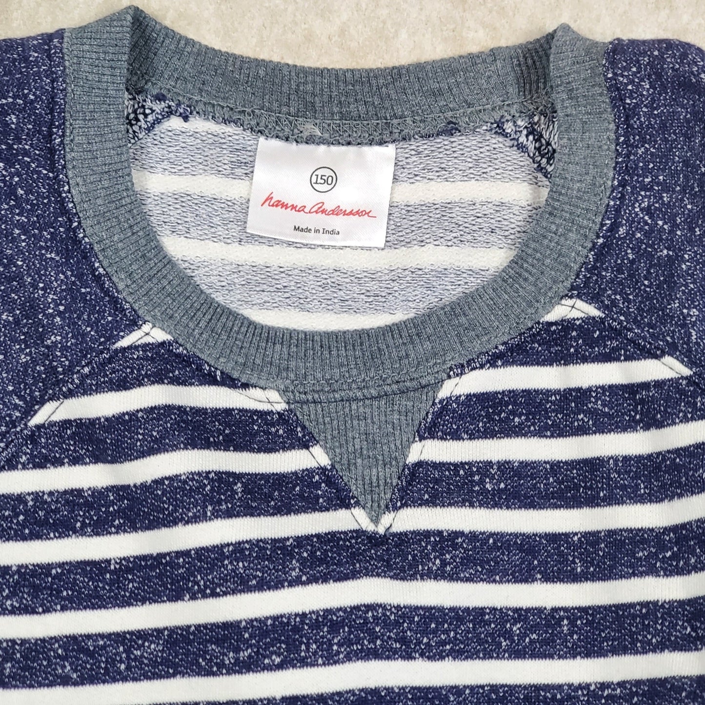 Hanna Andersson Boys Blue Striped Sweatshirt Size 12 Used View 4