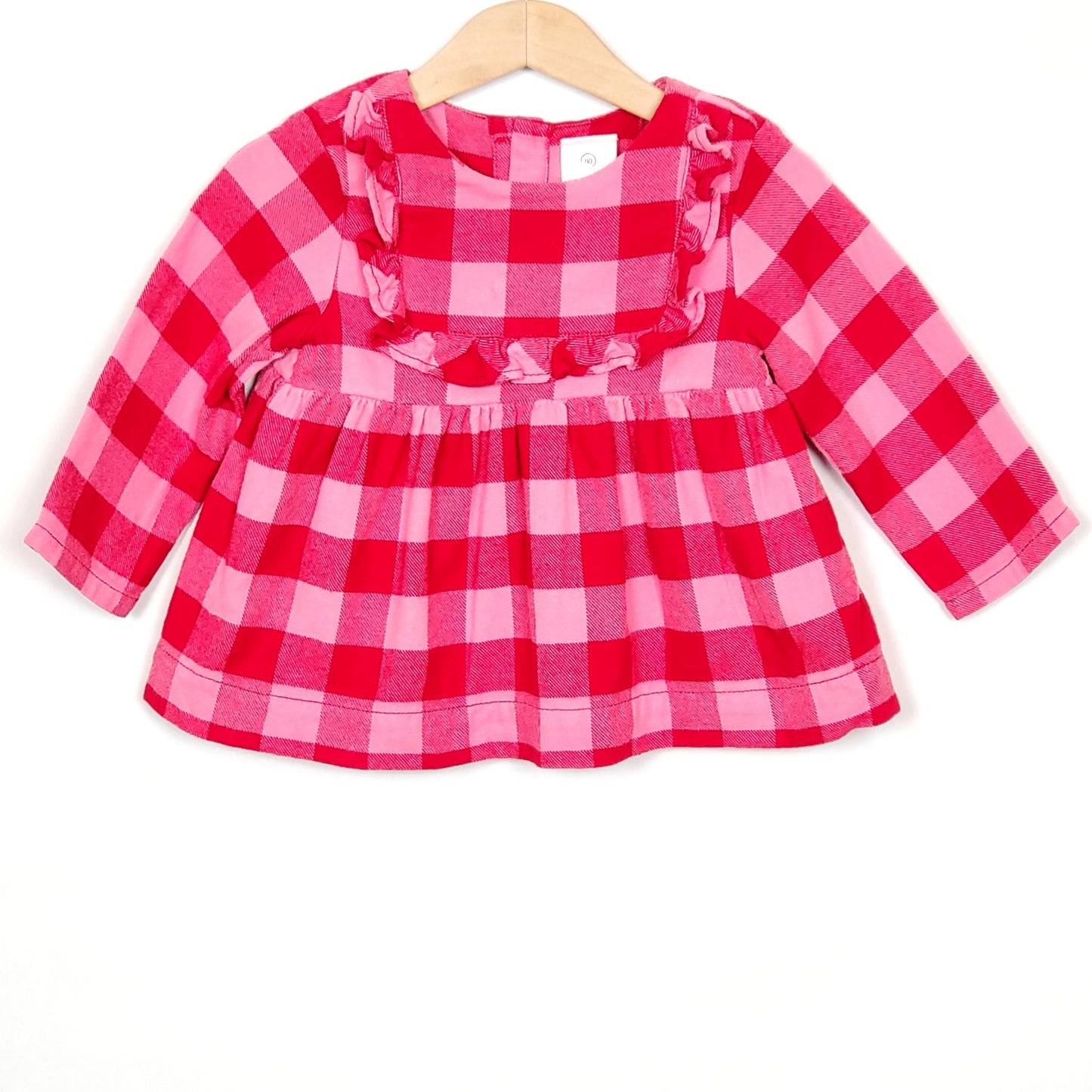Hanna Andersson Girls Pink Red Plaid Top 18M Used View 1