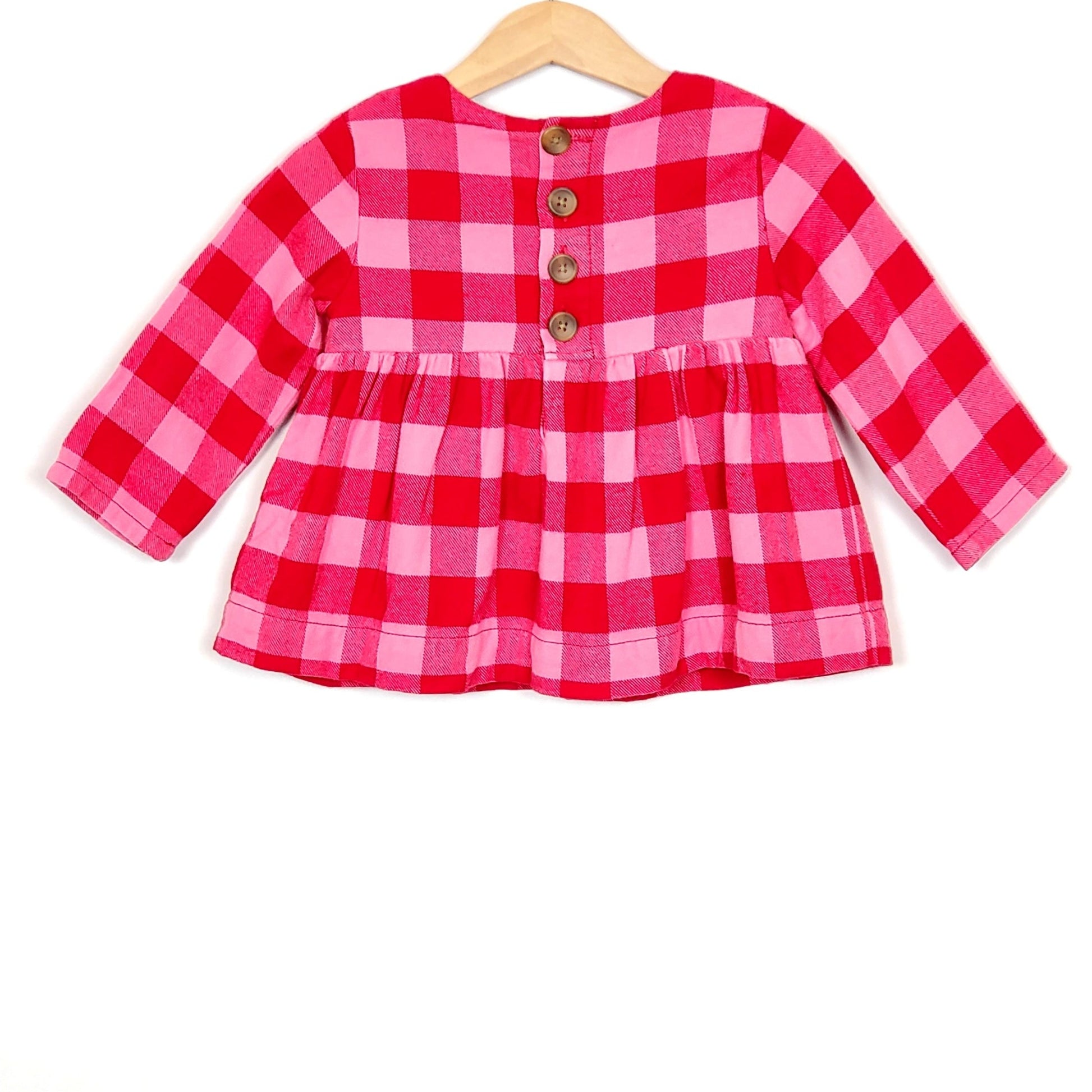 Hanna Andersson Girls Pink Red Plaid Top 18M Used View 2