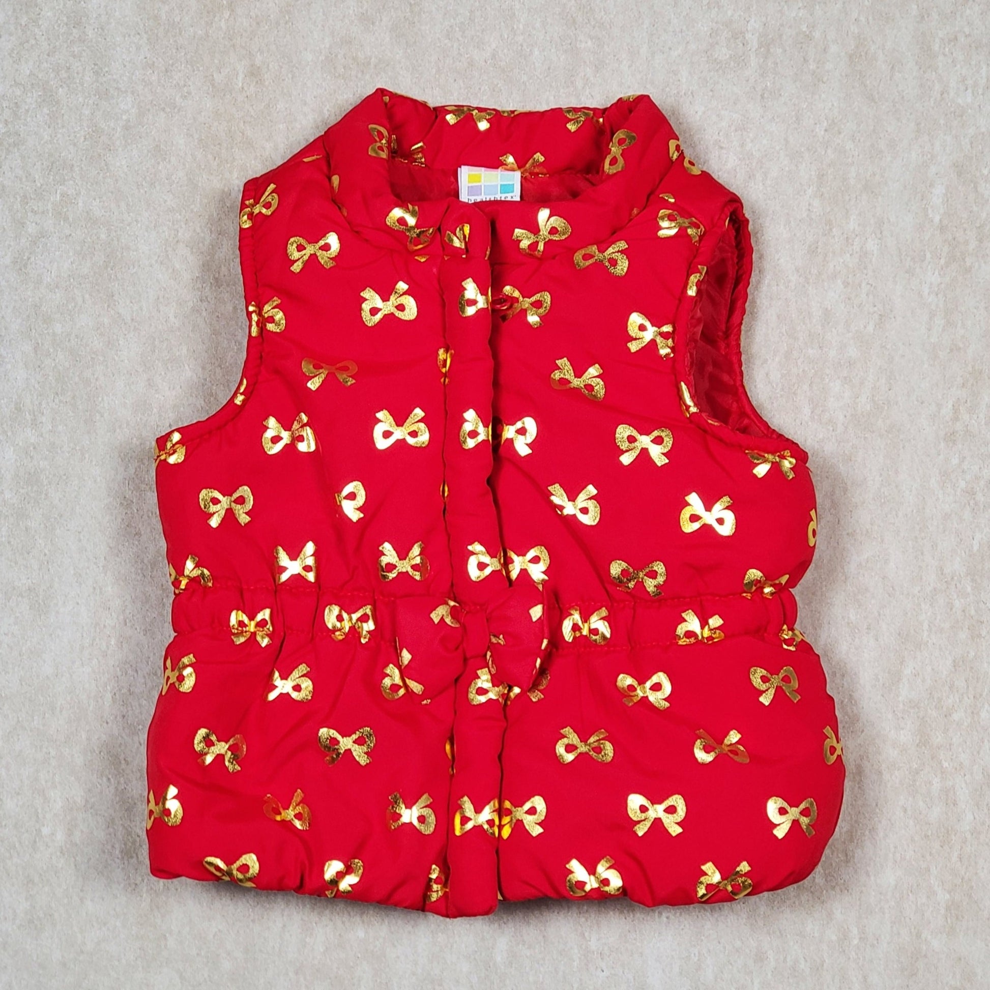 Healthtex Girls Red Bow Print Puffer Vest 6M Used View 1
