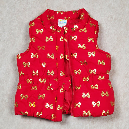 Healthtex Girls Red Bow Print Puffer Vest 6M Used View 2