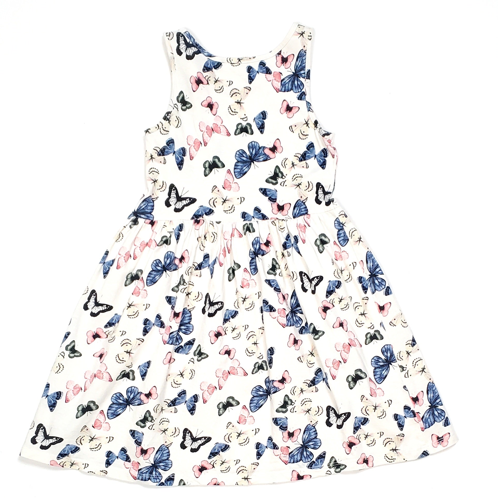HM Ivory Butterfly Print Girls Dress Size 6 Used View 2