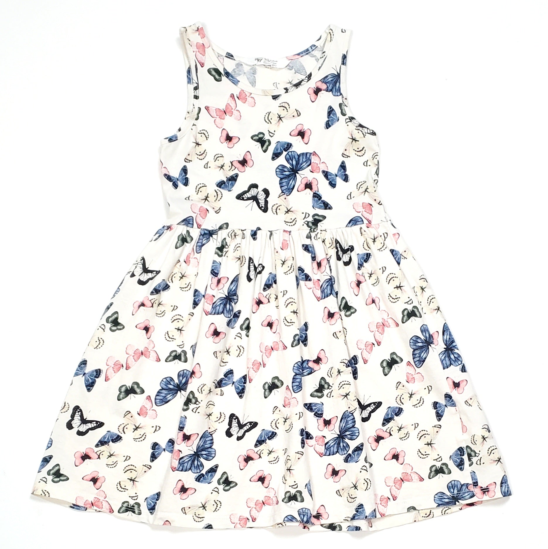 HM Ivory Butterfly Print Girls Dress Size 6 Used View 1