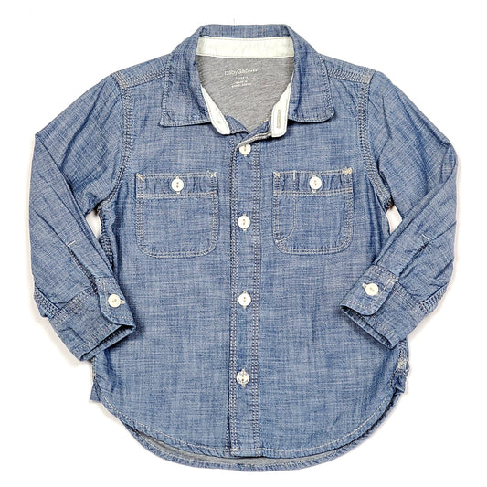 Baby Gap Line Chambray Boys Shirt Size 2 Used View 1