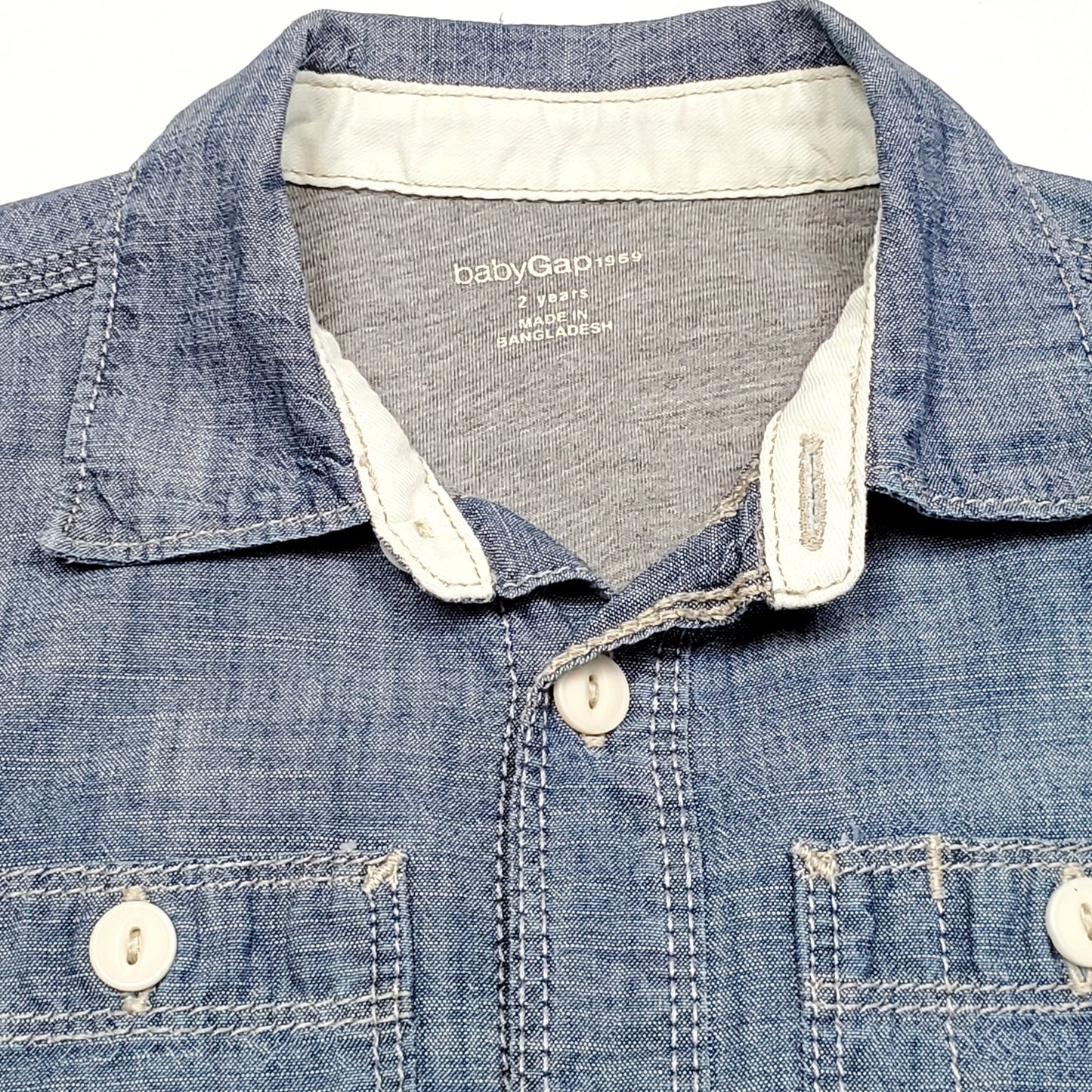 Baby Gap Line Chambray Boys Shirt Size 2 Used View 3