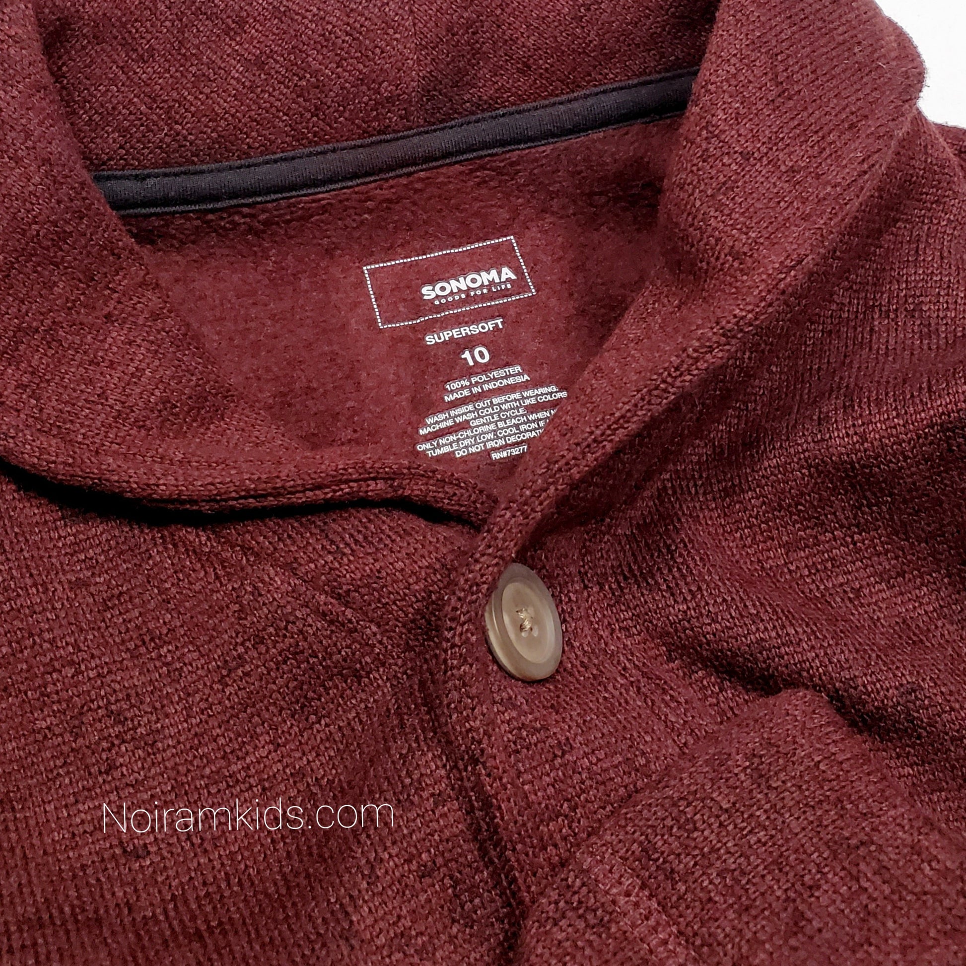 Sonoma Maroon Boys Cardigan Sweater Size 10 Used View 3
