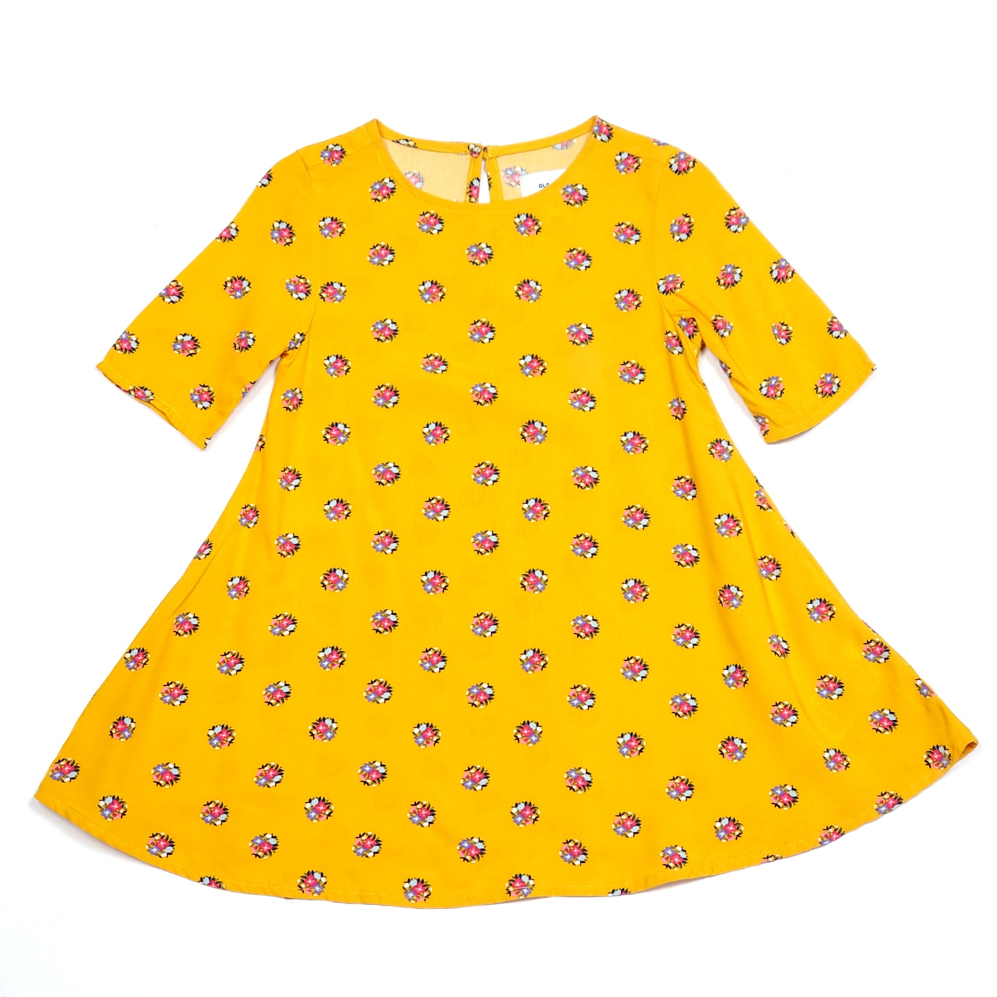 Old Navy Girls Mustard Yellow Floral Dress 2T NWT View 1