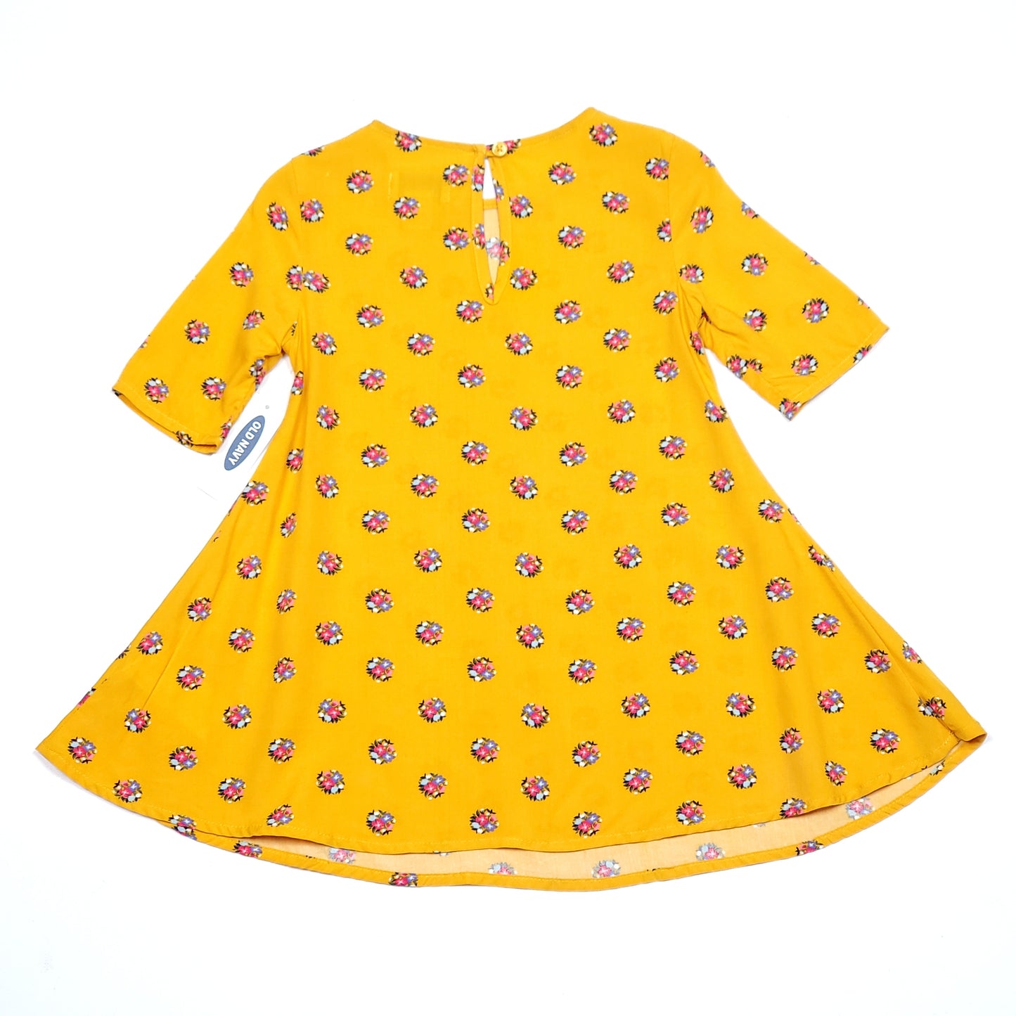 Old Navy Girls Mustard Yellow Floral Dress 2T NWT View 2