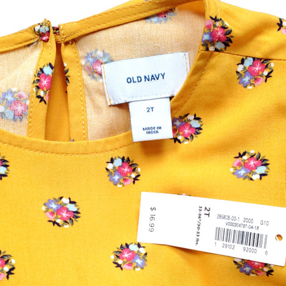 Old Navy Girls Mustard Yellow Floral Dress 2T NWT View 3