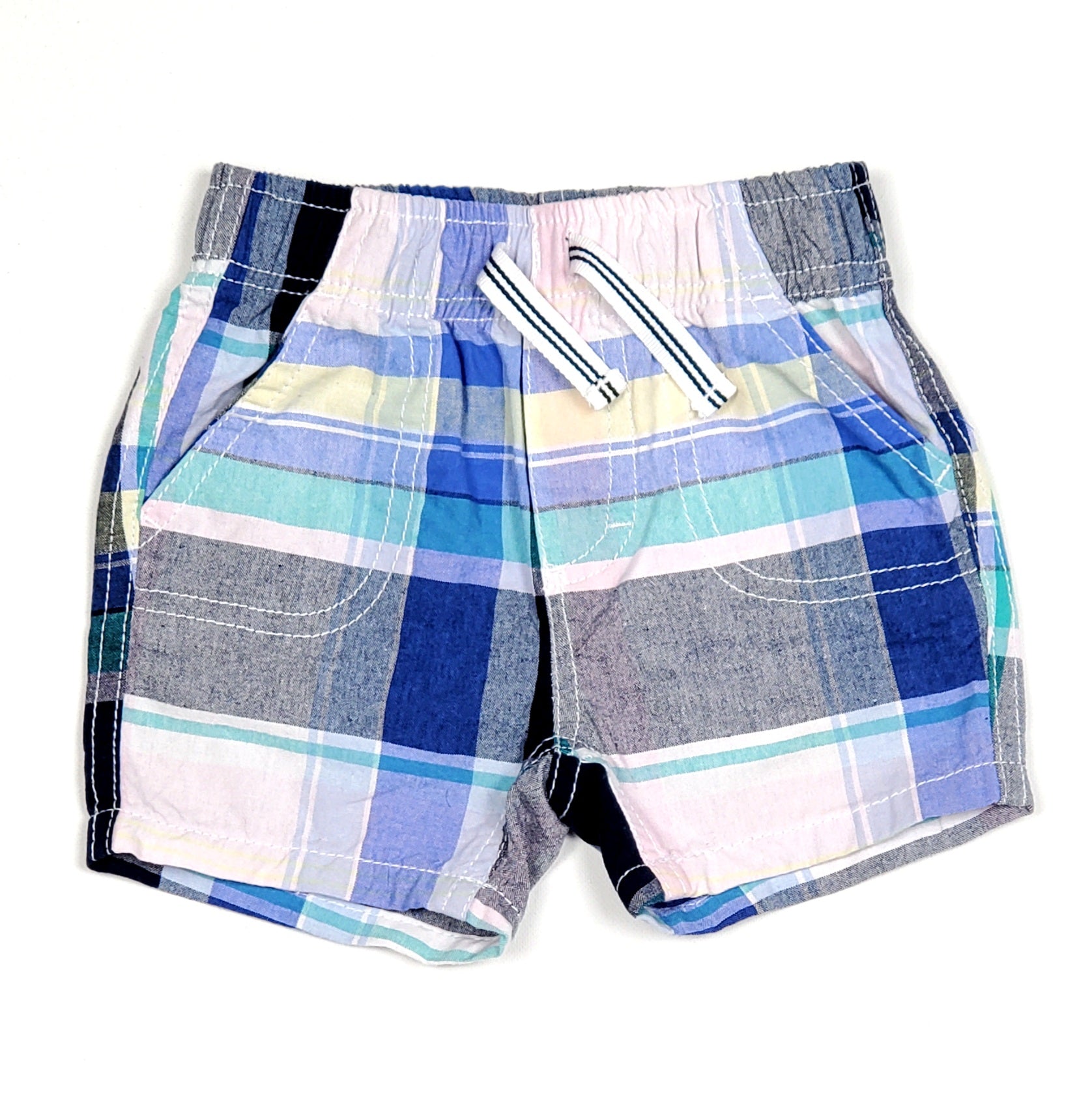 Nautica Boys Blue Plaid Shorts 3M Used View 1