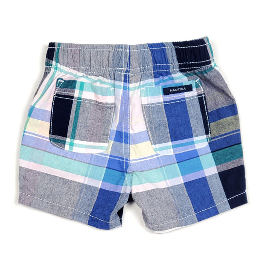 Nautica Boys Blue Plaid Shorts 3M Used View 2