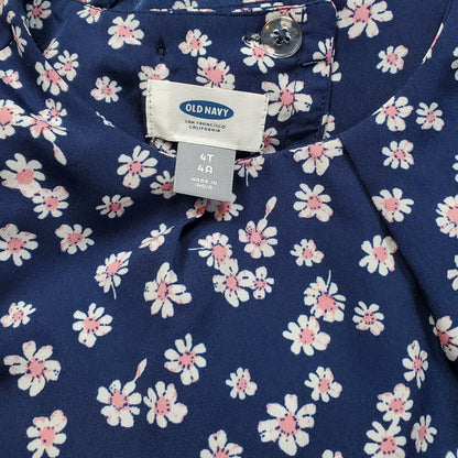 Old Navy Girls Navy Blue Floral Top 4T Used View 3