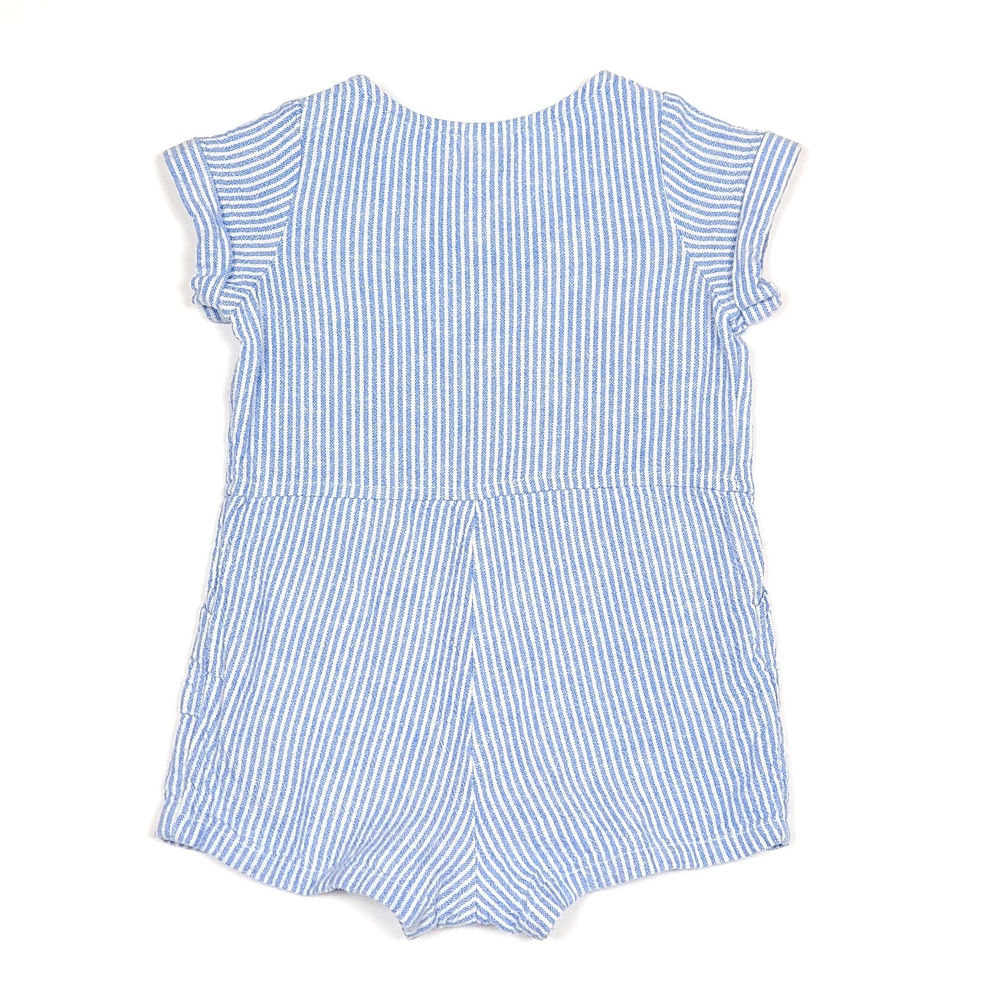 Old Navy Blue White Striped Girls Romper 3M Used View 3