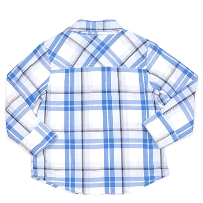 Old Navy Boys Blue White Plaid Shirt 2T Used View 2