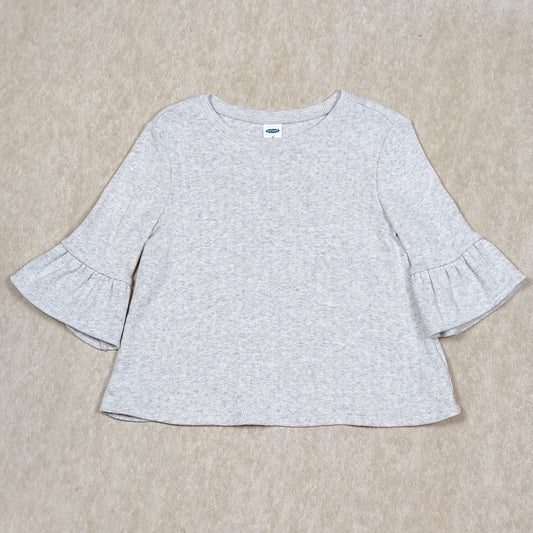 Old Navy Girls Grey Knit Bell Sleeve Top 3T Used View 1