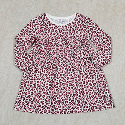 Old Navy Girls Pink Leopard Print Dress 18M Used, front
