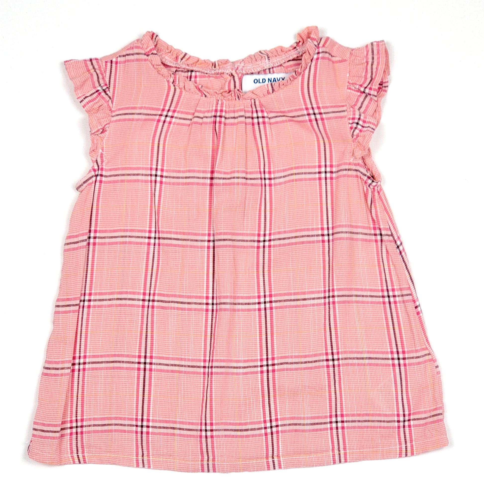 Old Navy Girls Pink Plaid Top 5T Used View 1