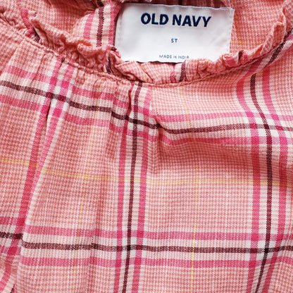 Old Navy Girls Pink Plaid Top 5T Used View 3