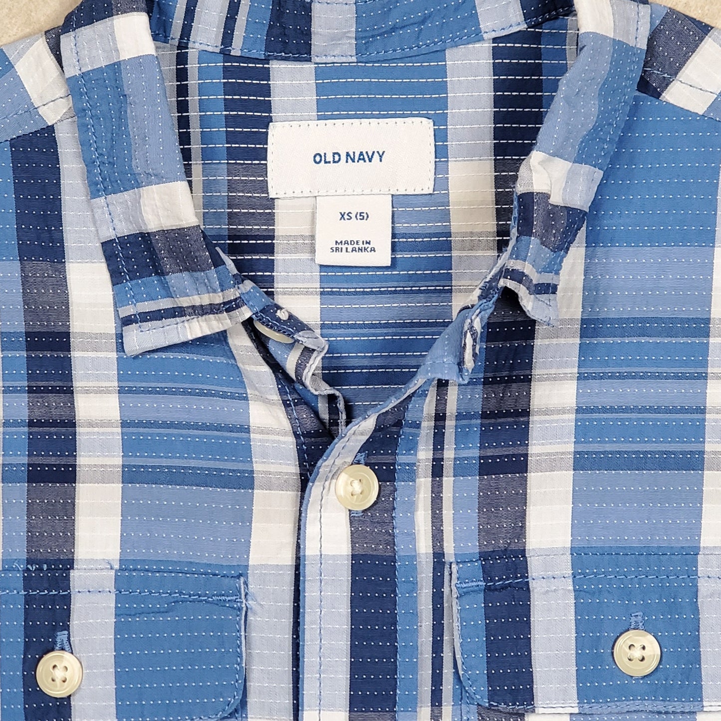 Old Navy Boys Plaid Button Down Shirt Blue Size 5 Used View 3