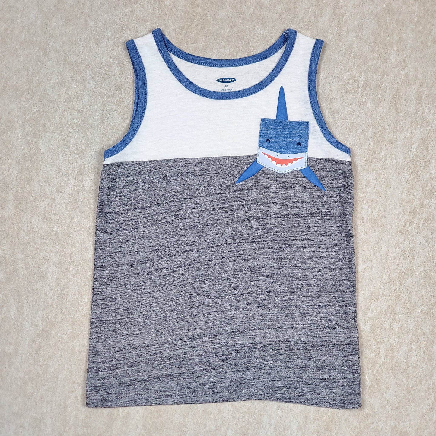 Old Navy Boys Shark Pocket Tank Top 5T Used View 1