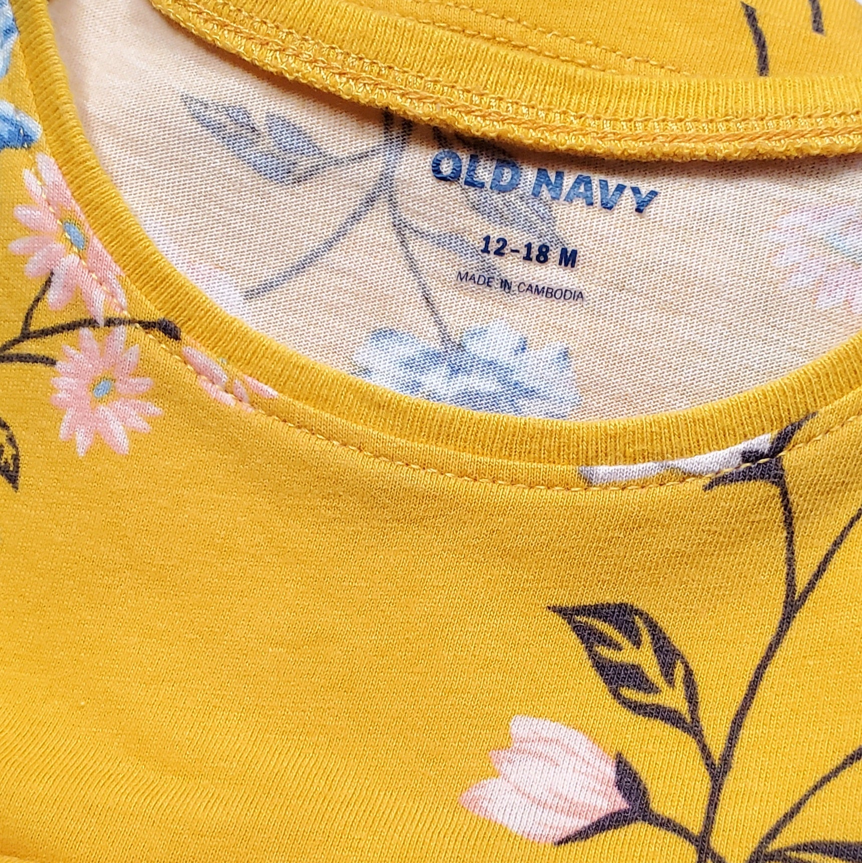 Old Navy Girls Yellow Floral Print Dress 12M Used View 3