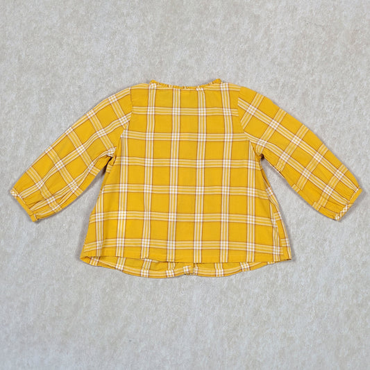 Old Navy Girls Yellow Plaid Top 12M Used View 2