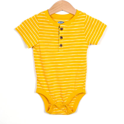 Old Navy Boys Yellow Striped Onesie 3M Used View 1