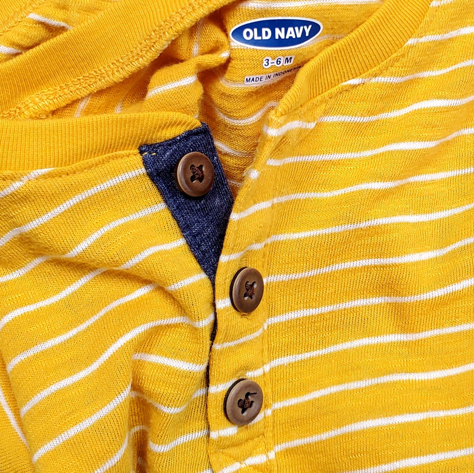 Old Navy Boys Yellow Striped Onesie 3M Used View 3